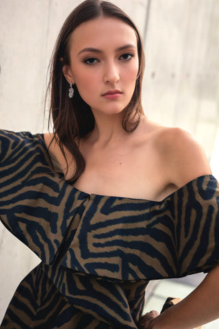 The Blakely | Off-The-Shoulder Printed Cocktail Dress