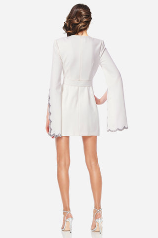 The Silva | White Scallop Sleeved Mini Dress