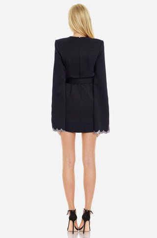 The Silva | Black Scallop Sleeved Mini Dress