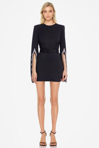 The Silva | Black Scallop Sleeved Mini Dress