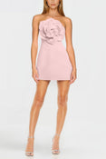 The Cecile | Blush Strapless 3D Flower Mini Dress