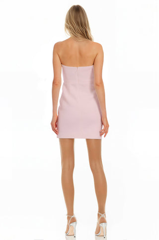 The Cecile | Blush Strapless 3D Flower Mini Dress