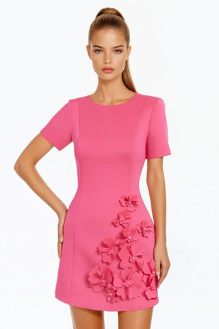 The Vega | 3D Fuchsia Flower Cocktail Dress