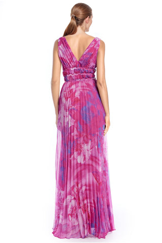 The Perry | Pleated Printed Maxi Gown