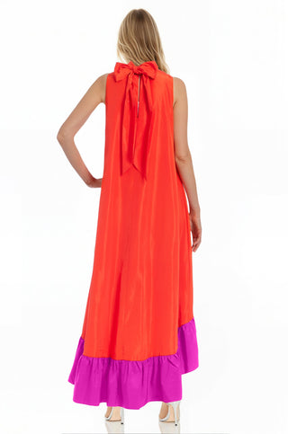 The Yolanda | Fuchsia Orange High-Low Maxi Dress