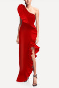 The Mercer | Red Pleated Ruffle Gown