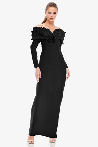 The Charlotte | Long Sleeve Black Gown