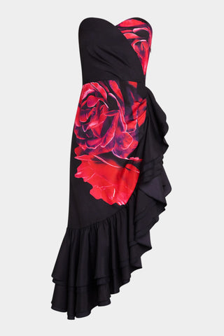 The Penelope | Strapless Rose Cocktail Dress