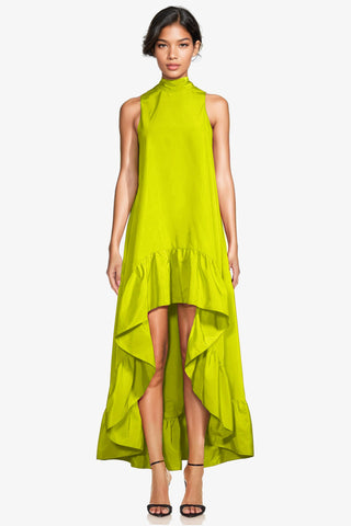 The Yolanda | Bright Lime High-Low Maxi Gown