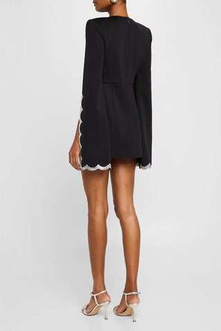 The Silva | Black Scallop Sleeved Mini Dress