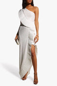 The Mercer Sequin | White Pleated Ruffle Gown